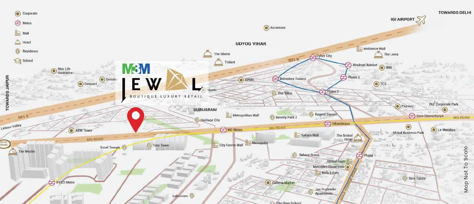 M3M Jewel Office Location Map Sector 25 Gurgaon